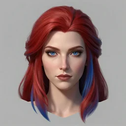 A detailed matte head on symmetrical fanart portrait of a distinguished elven woman  with red and blue hair by Charlie bowater and lise deharme wlop,  critical role