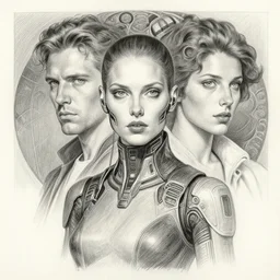 hyperrealist pencil sketch of a cyberpunk woman david malan and alphonse mucha, fantasy art, drawing, dynamic lighting, artstation, poster, volumetric lighting, very detailed faces, 4 k, award winning