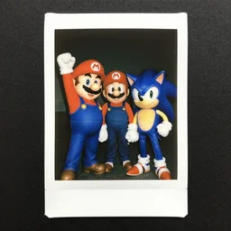 polaroid photo of jehovah's witnesses cosplaying mario and sonic, color photo, award winning