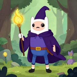 a wizard in the style of adventure time