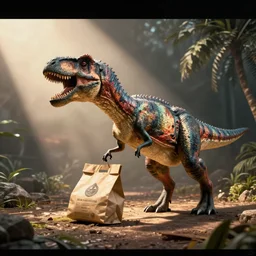 CCTV footage capture of a dinosaur stealing a package