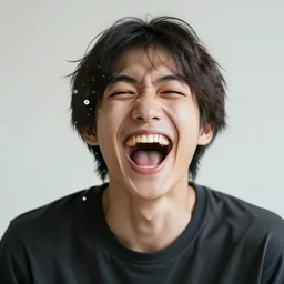 person laughing too loud that it makes the glass shaking