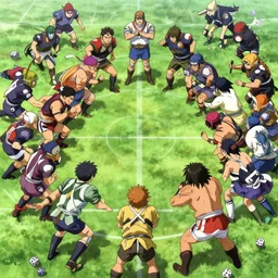 blood bowl match in miyazaki anime, elves versus humans, intense, many casualties, dice everywhere