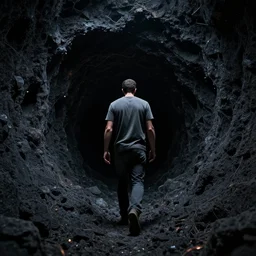 a man walks into a black hole, dark, hd, high resolution, intricate detail