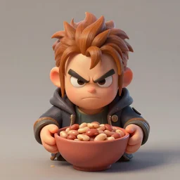 james rolfe ( angry video game nerd ) with a bowl of beans, ultra wide lens shot, tiny, small, short, cute and adorable, pretty, beautiful, dnd character art portrait, matte fantasy painting, deviantart artstation, by jason felix by steve argyle by tyler jacobson by peter mohrbacher, cinematic lighting