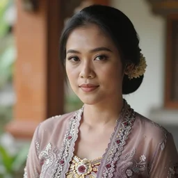 portrait of Angie Griffin wearing kebaya Bali, by Charlotte Grimm, natural light, detailed face, CANON Eos C300, ƒ1.8, 35mm, 8K, medium-format print
