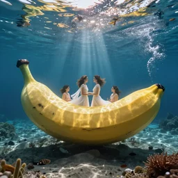 underwater wedding reception gets destroyed by spaceship shaped as a banana