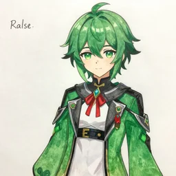 a drawing of Ralsei from Deltarune Chapter 7, cel shading, featured on DeviantArt, green and red, commission for