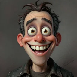 surrealism grunge cartoon portrait sketch of maggot robbie with a wide smile by - michael karcz, loony toons style, pennywise style, horror theme, detailed, elegant, intricate