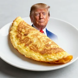 Donald Trump in omelette, food photography