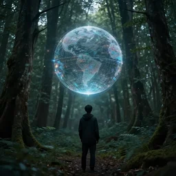 incantation at the liminal forest, cyber innovation. pondering an orb.