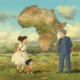 africa, in the style of studio ghibli, j. c. leyendecker, greg rutkowski, artem