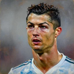of cristiano ronaldo, oil painting by aurelio bruni, 2 1 th century, art, oil on canvas, wet - on - wet technique, highly realistic, expressive emotions, intricate textures, illusionistic detail, 4 k