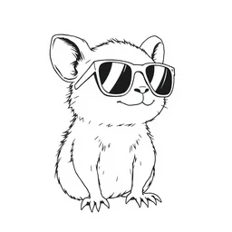 a one line sketch of a small creature with funky sunglasses
