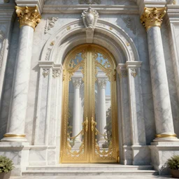 the gate to the eternal kingdom of marble, fantasy, digital art, hd, detailed.