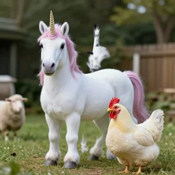 a high definition photograph of a cross between an edgelord unicorn lynx and a gentle silkie chicken sheep