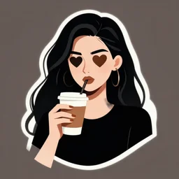 tatarian girl. coffee addict and ruthless ai lover. heart shaped face. centered median photoshop filter cutout vector behance artgem hd jesper ejsing!