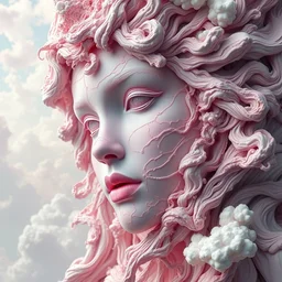 epic beautiful intricate and detailed concept art. abstract female face pink liquid carbon god. sculpture. noveau clouds