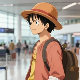 a portrait of luffy at a airport, side shot, by shunji dodo, 8 k resolution, photo, high quality