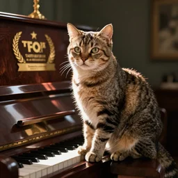 “ cat sitting on piano ”