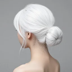 a girl with white hair in a hairbun, by munins