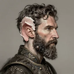 nuragic bearded prince profile portrait benedict cumberbatch, thin nose, intricate, elegant, highly detailed, digital painting, artstation, concept art, sharp focus, illustration, art by aleksi briclot, rutkowski, mucha