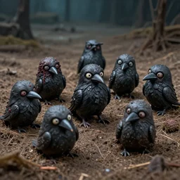 a subsurface. game bin full of creepy raven toys - h 6 4 0