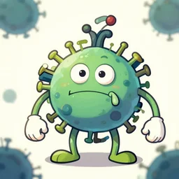 strong bacteria cartoon character, art station