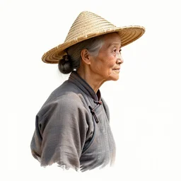 an intricate concept illustration of an old asian farmer woman side view, by wlop, artstation, cgsociety, hyper realistic, photorealistic, digital painting