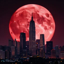 A huge city built on top of the blood red moon