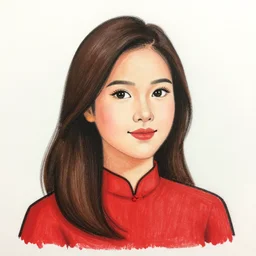 Vietnamese rich young woman, drawn in MS Paint