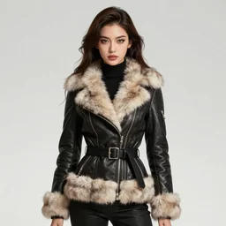 fur - lined dragonhide jacket!!! beautiful and elegant female!! gorgeous ayes!! character concept art, sharp focus, illustration, artgerm!! yusuke murata! wlop!! ilya kuvshinov!! marc brunet!! octane render! unreal engine 5! highly rendered!! trending on artstation!! cgi vfx!