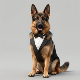 anthropomorphic furry german Shepherd wearing a tuxedo, Digital Art