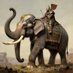 ancient war elephant in ancient armor, beksinski