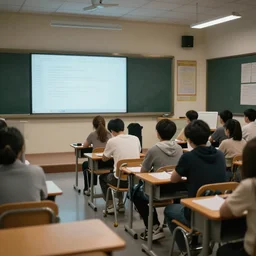 classroom at night