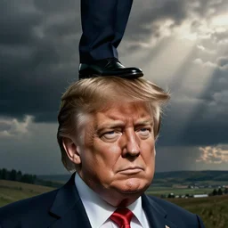 donald trumps hair with legs walking off of his head