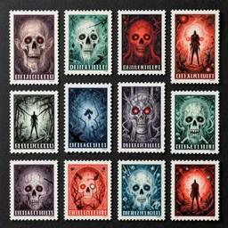 stamps from a alternate dimension, stamp collection, eerie