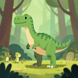 an illustration of a dinosaur k 0. 1 6 3 in the woods, trending on artstation, central composition, very cartoon, shape focus, high detailed, by anton fadeev