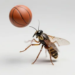 flea playing basketball, macro photography, highly detailed