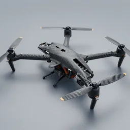 3 d render organic carbon fiber quad drone frame highly detailed