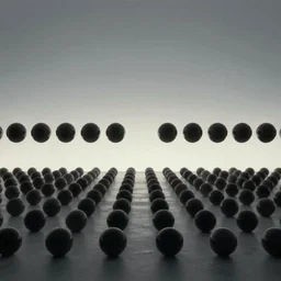 row of floating spheres spread out symmetrically above the horizon, zdzislaw beksinski