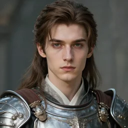 close up of a young emperor wearing an armor ; masculine man with thin faces line and perfect jawline, two sides brown hair, elegant, ethereal horror fantasy art by greg rutkowski, jeremy mann, magali villeneuve and claude monet