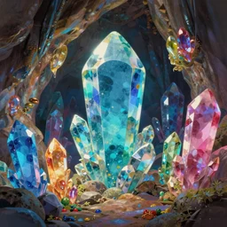 colorful crystal cave, studio ghibli, pixar and disney animation, sharp, rendered in unreal engine 5, highly detailed, digital painting, artstation, concept art, smooth, sharp focus, illustration, wide angle, artbook, wallpaper, splash art, promo art, dramatic lighting, art by artgerm and greg rutkowski and bo chen and jin xiaodi