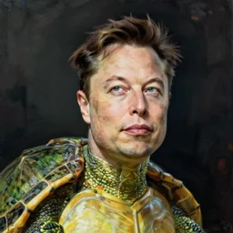 a turtlehead with Elon Musk's face on it