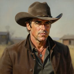 ultra realistic portrait painting of a sexy george clooney as a western outlaw, art by frank frazetta, 4 k, ultra realistic, highly detailed, epic lighting