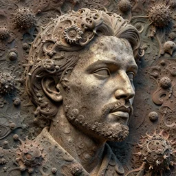 a hidden portrait relief combined with a fractal landscape by yuvrajimaginaria. visionar fineart artwork. intricate details. mandelbulb 3 d render with depthmap. deviantart. artstation. yuvrajimaginaria 8 k 3 d celshaded overdetailed maximalist masterpiece.