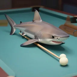 a shark playing pool