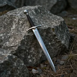 a sword stuck in a rock, fantasy