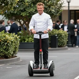 Gordon ramsay riding a segway