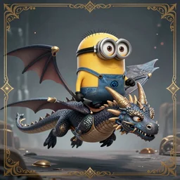 Minion!! Kevin!! from despicable me dragon lord riding dragon on a dusky land by genshin impact, fantasy, intricate, ornate, Hyperdetailed, digital art, behance, artstation, smooth, sharp focus, bokeh, illustration, digital painting, elegant, symmetrical,
